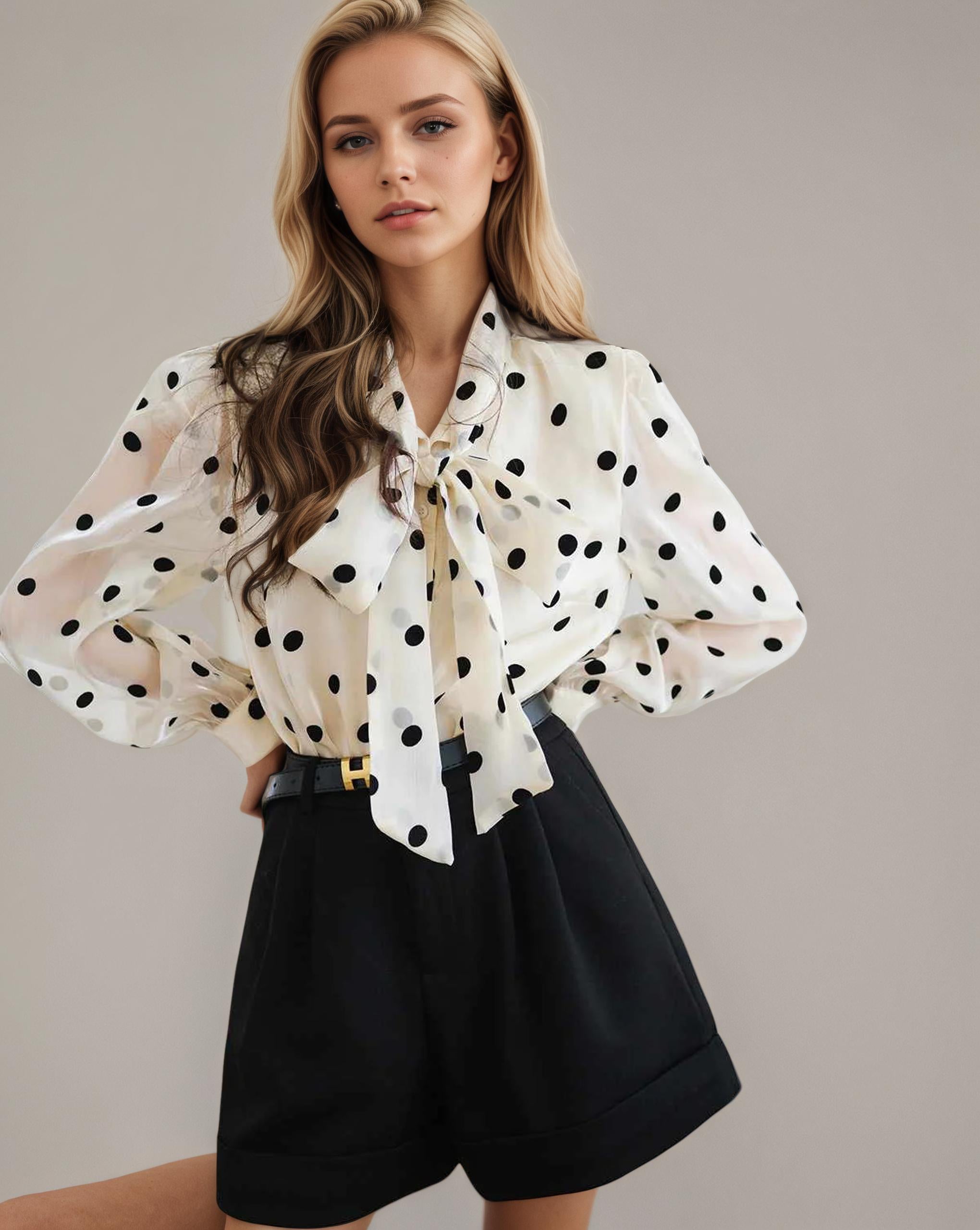 AMARA – Polka Dot Silk Blouse for Women