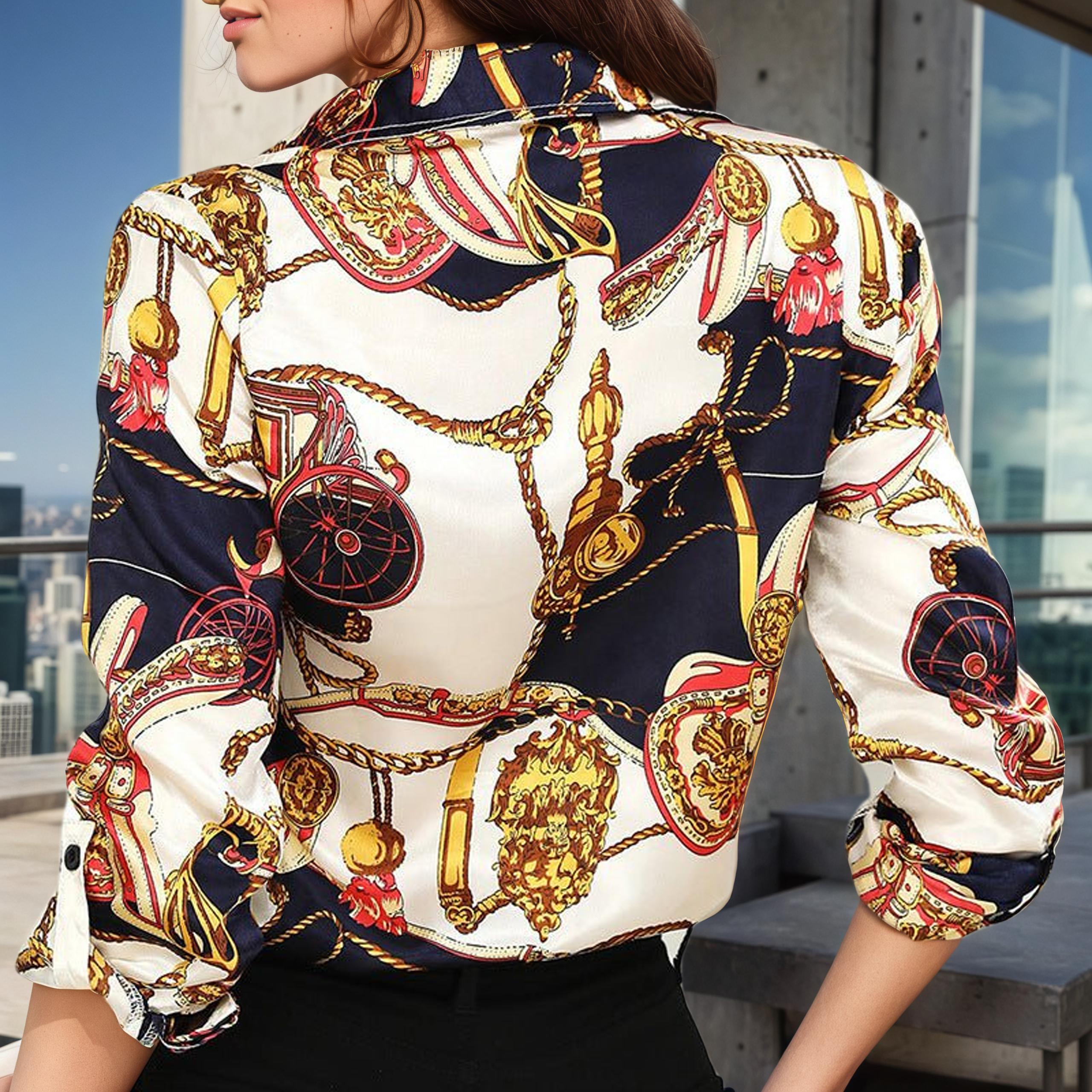 ALINA – Elegant Printed Pure Silk Blouse for Women