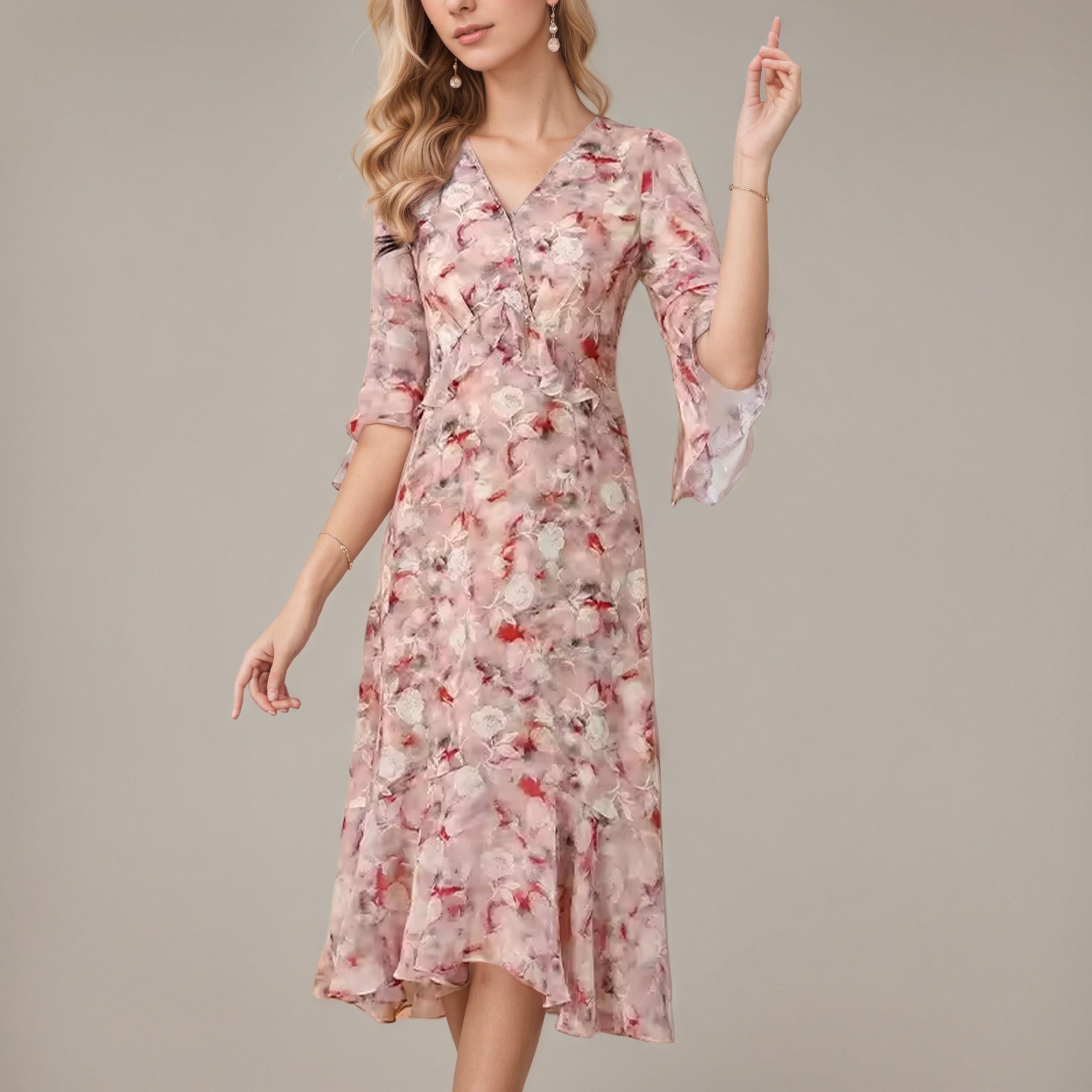 CARA - Elegant Floral Silk Maxi Dress