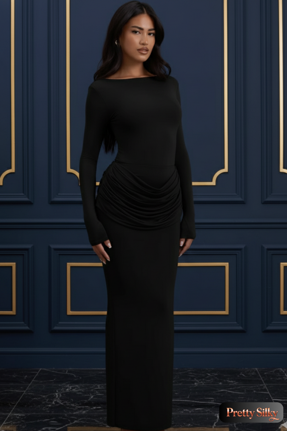 ELENA – Elegant Silk Bodycon Midi Dress for Women