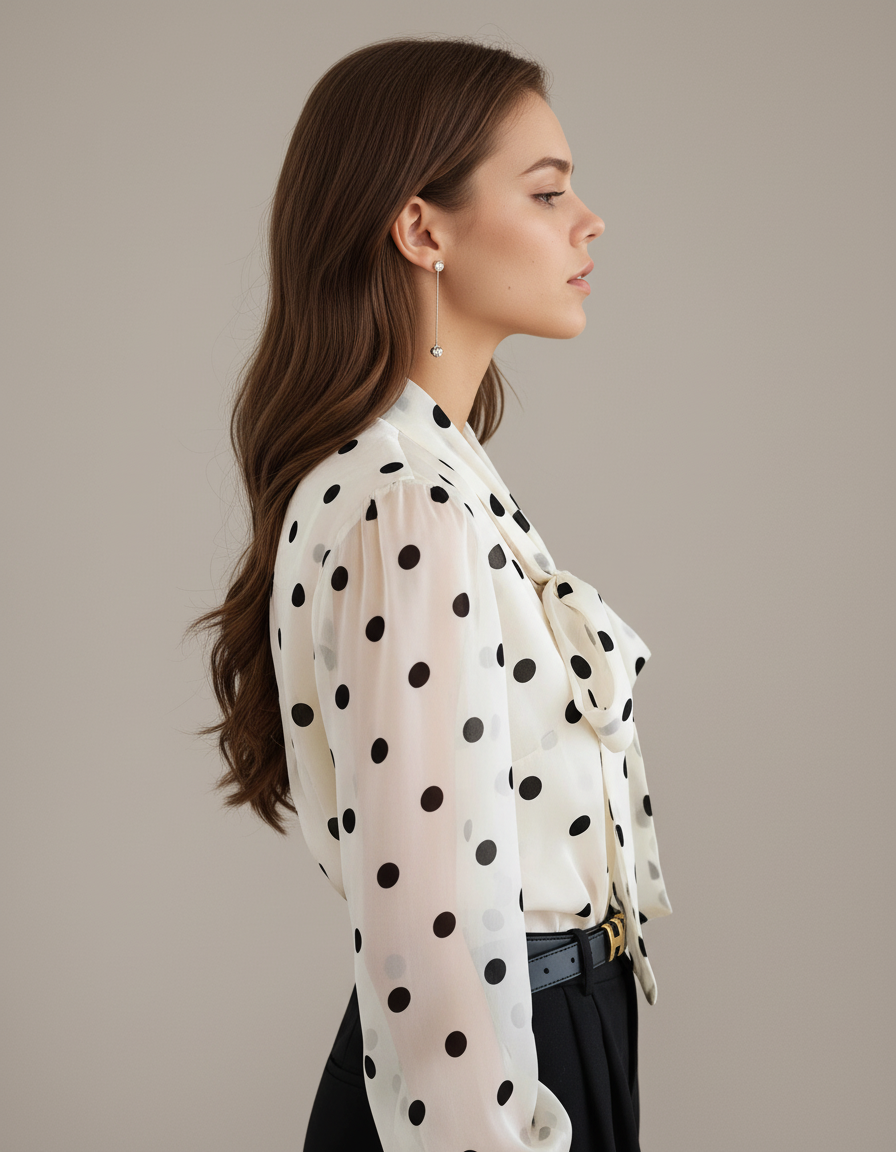 AMARA – Polka Dot Silk Blouse for Women
