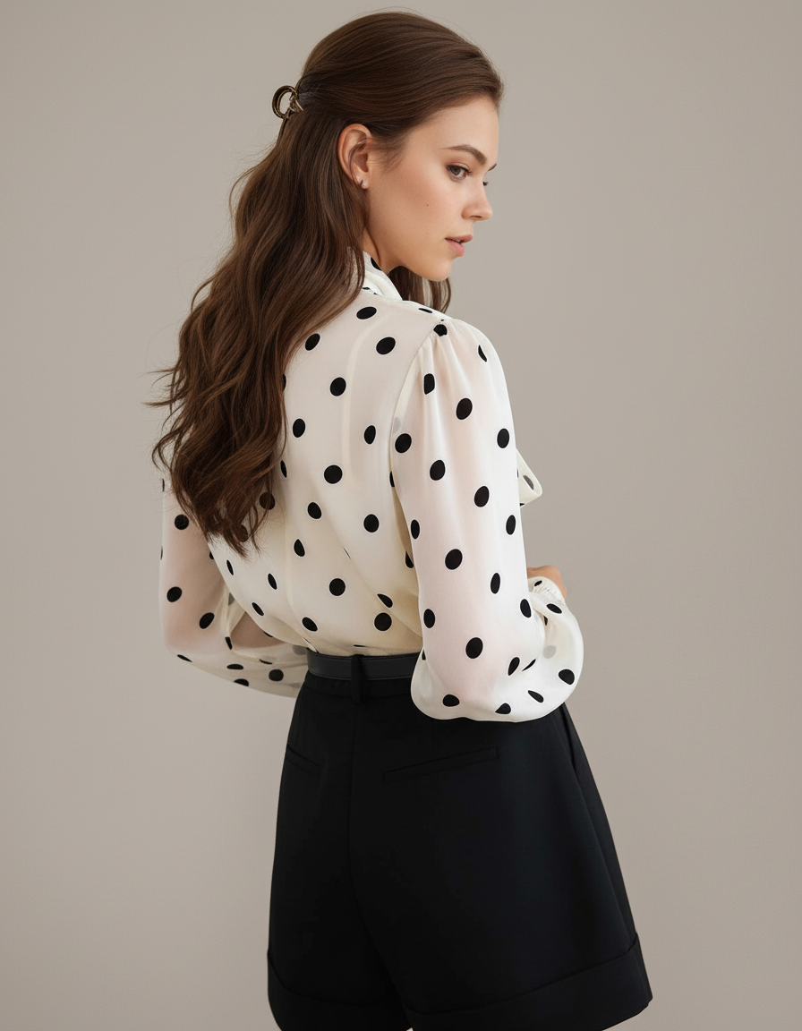 AMARA – Polka Dot Silk Blouse for Women