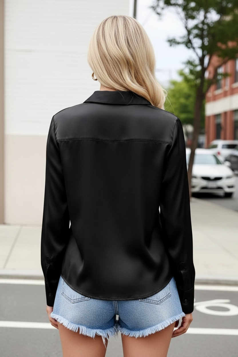 COLETTE – Classic Long-Sleeve Silk Blouse