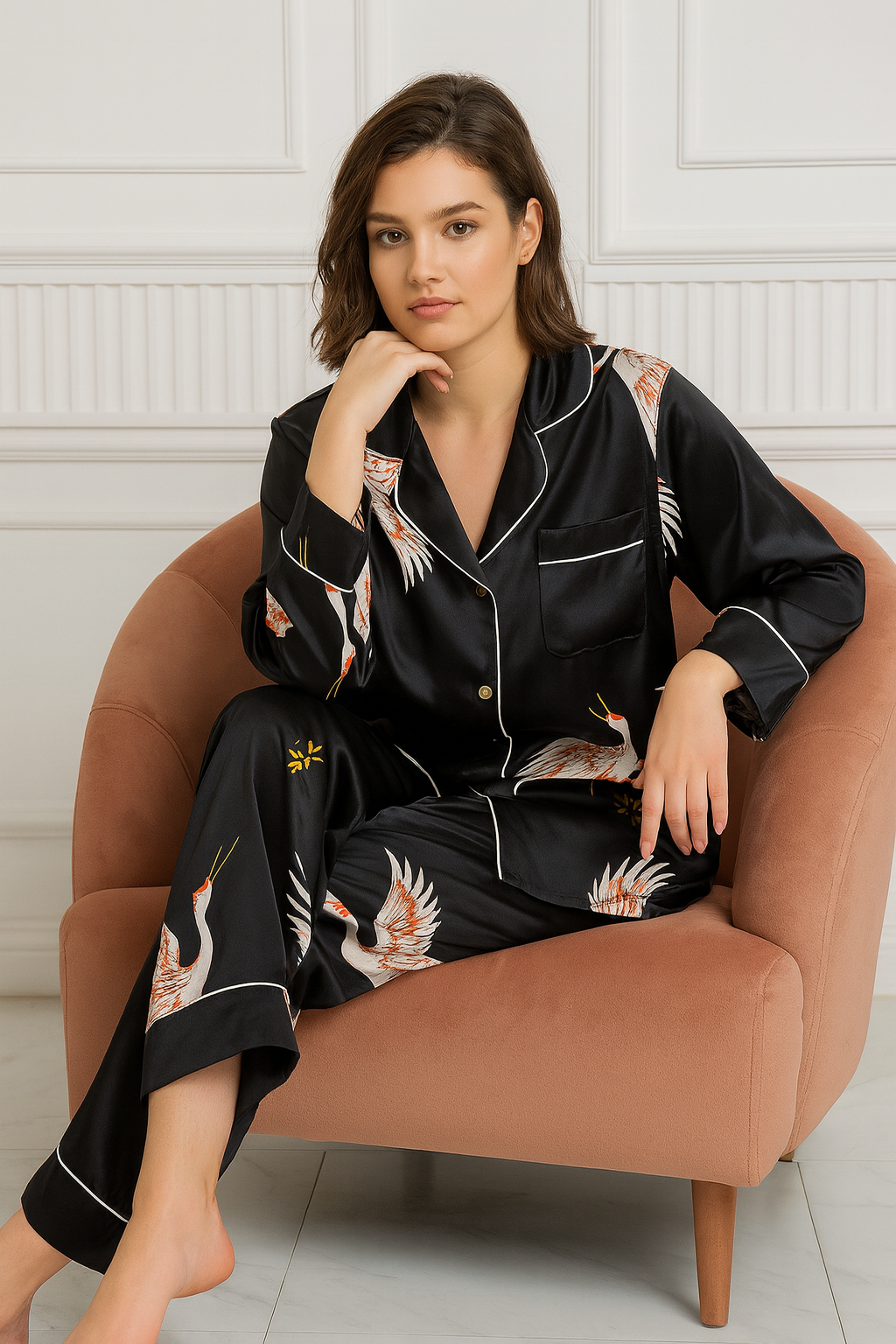 CHLOE – Luxury Pure Silk Pajama Set for Women