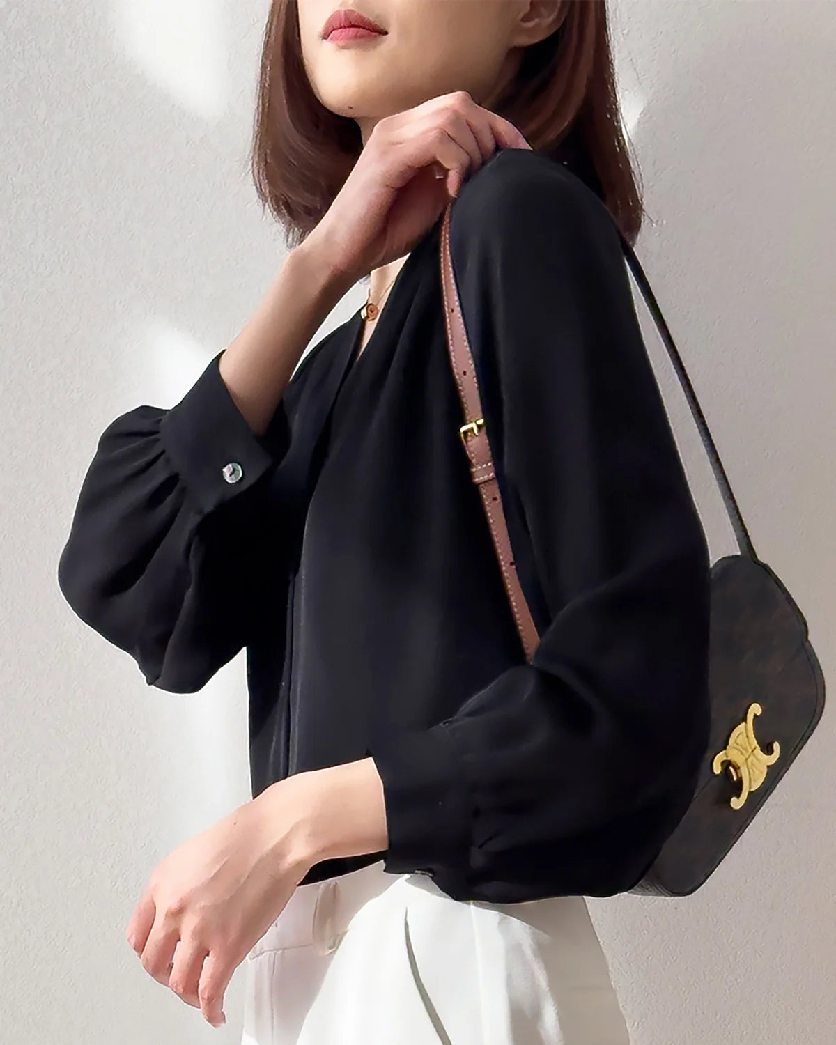 LEILA – Elegant V-Neck Silk Blouse for Women