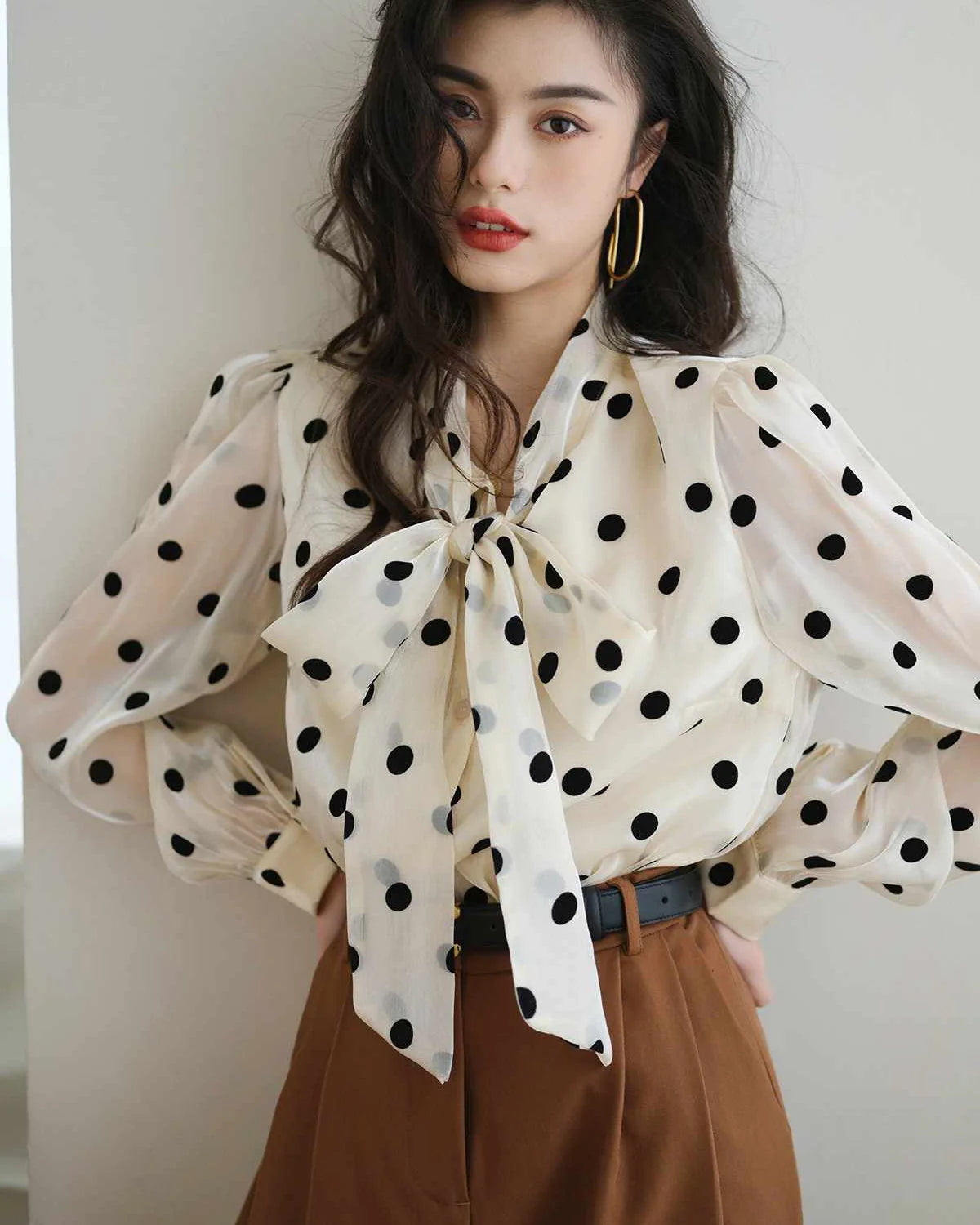 AMARA – Polka Dot Silk Blouse for Women