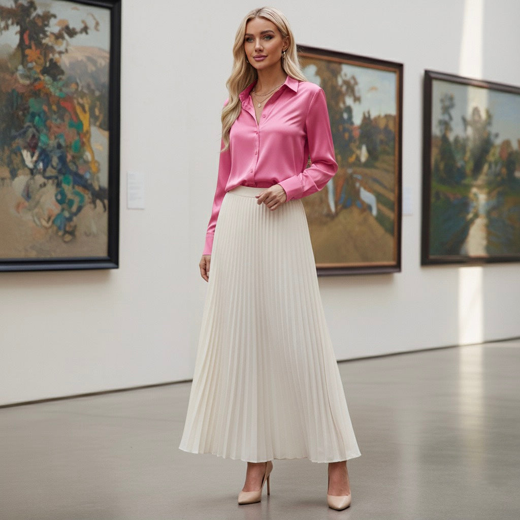 COLETTE – Classic Long-Sleeve Silk Blouse