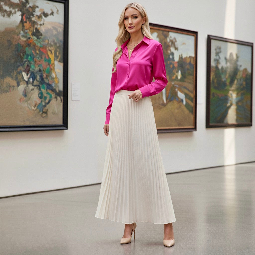 COLETTE – Classic Long-Sleeve Silk Blouse