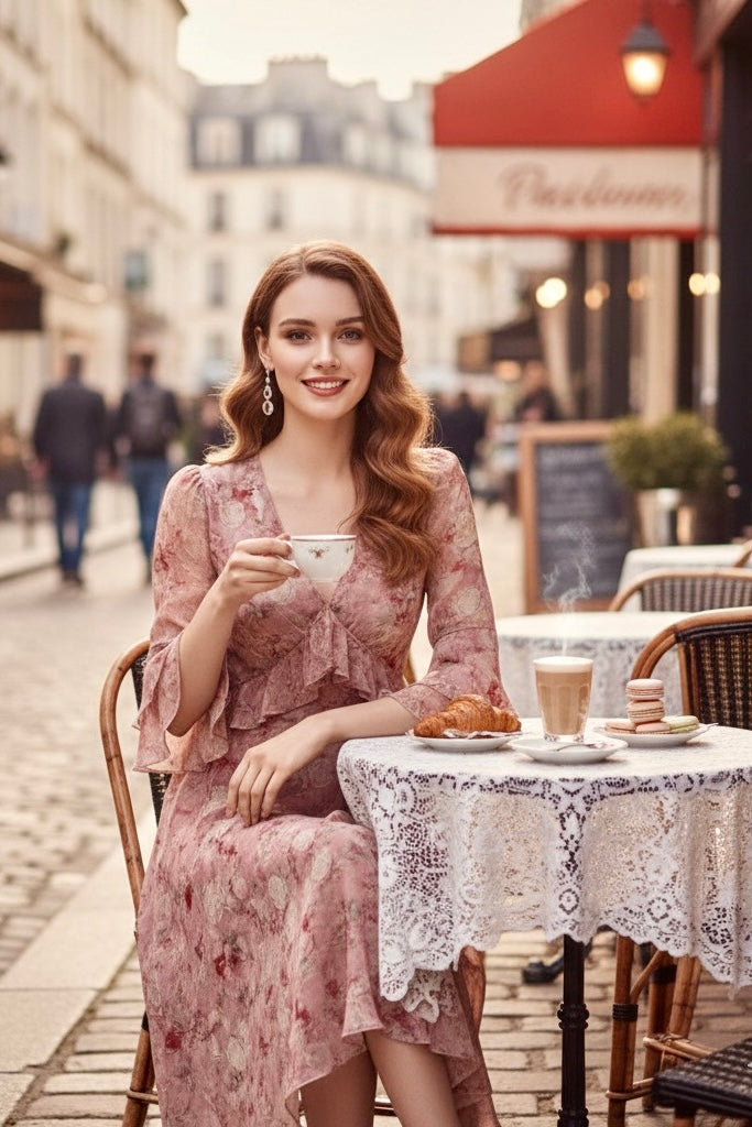 CARA - Elegant Floral Silk Maxi Dress for Women