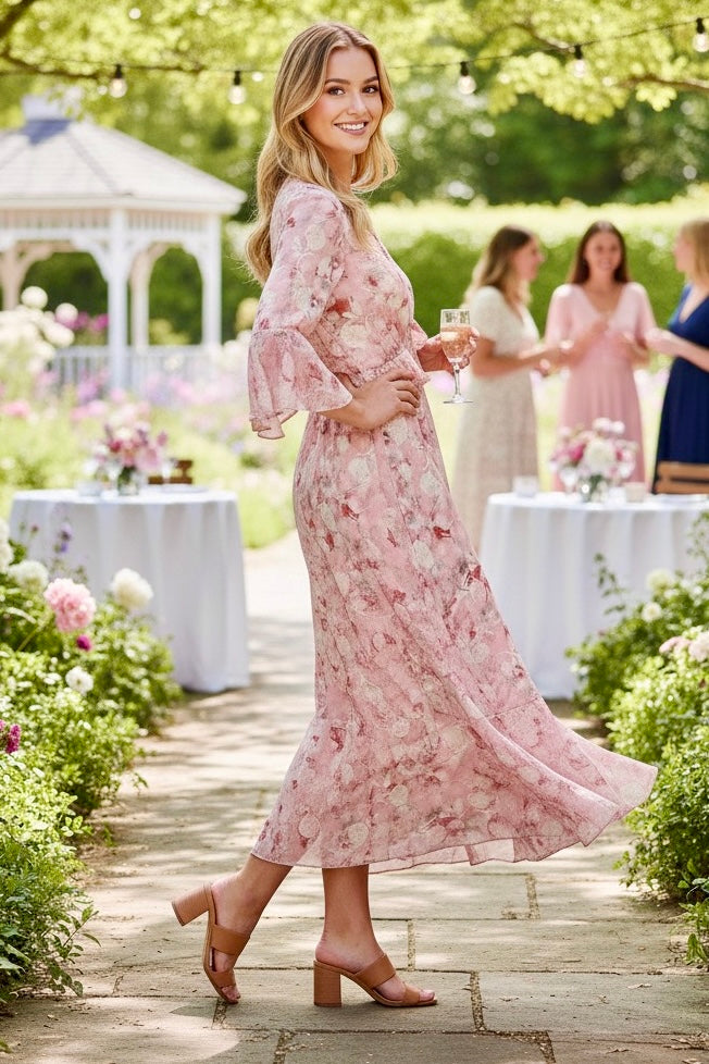 CARA - Elegant Floral Silk Maxi Dress for Women