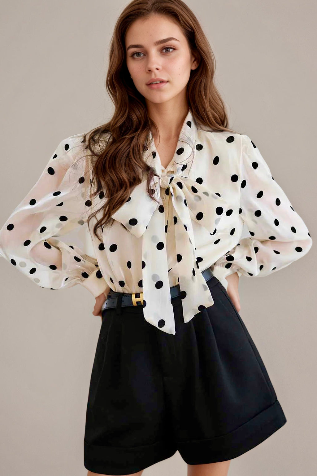 AMARA – Polka Dot Silk Blouse for Women