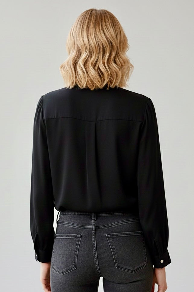 LEILA – Elegant V-Neck Silk Blous