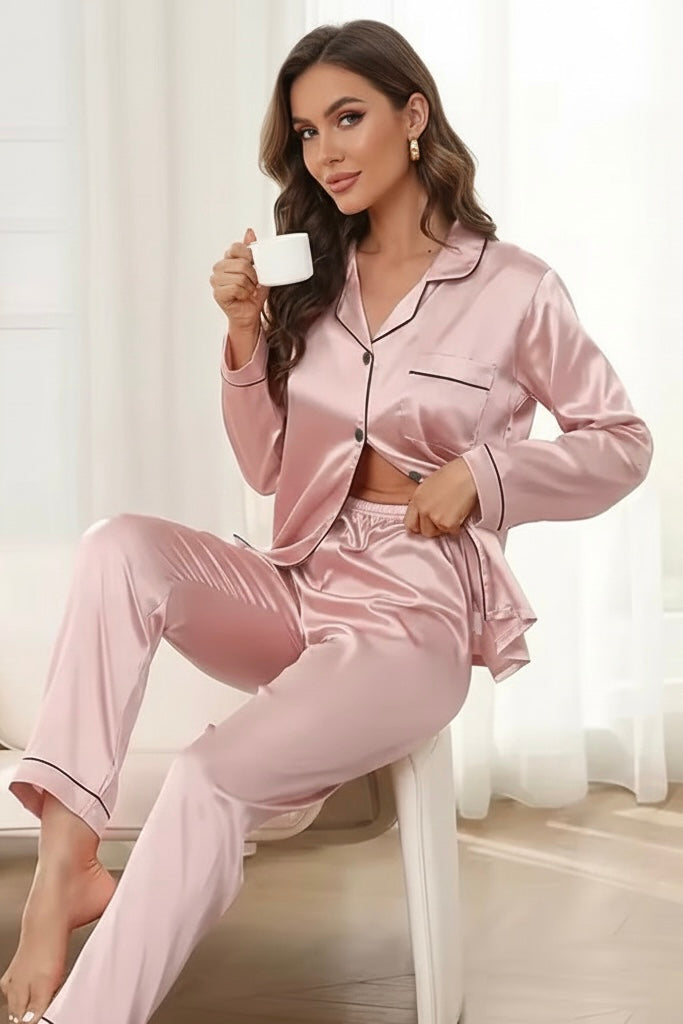 SOPHIA – Classic Long Silk Pajama Set