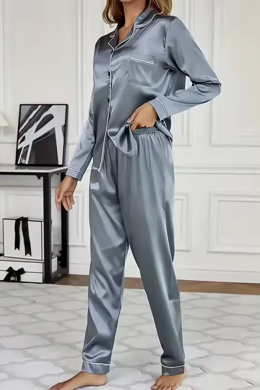 SOPHIA – Classic Long Silk Pajama Set