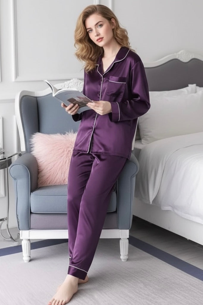 SOPHIA – Classic Long Silk Pajama Set