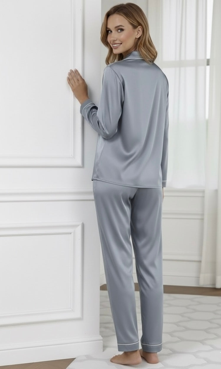 SOPHIA – Classic Long Silk Pajama Set
