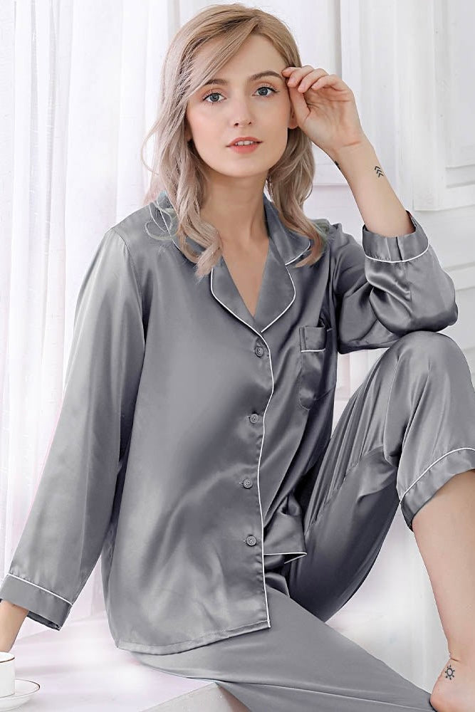 SOPHIA – Classic Long Silk Pajama Set