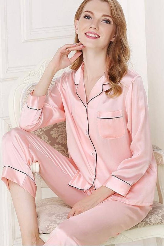 SOPHIA – Classic Long Silk Pajama Set