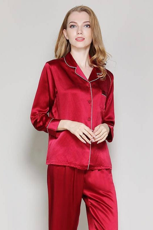 SOPHIA – Classic Long Silk Pajama Set