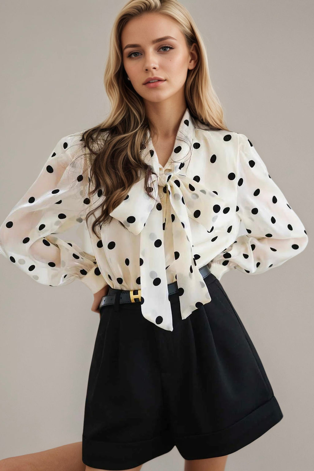 AMARA – Polka Dot Silk Blouse for Women