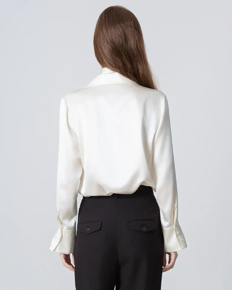 LUCIA – Elegant Tie-Neck Silk Blouse