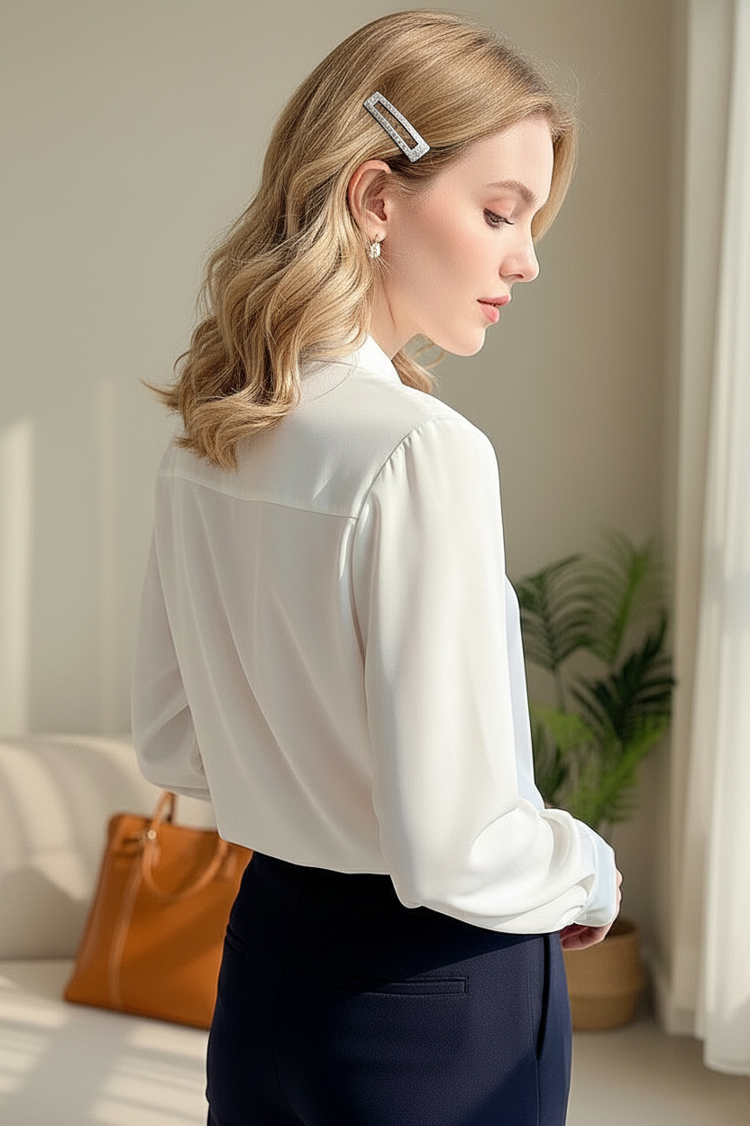 AVA – Elegant Tie-Front Silk Blouse