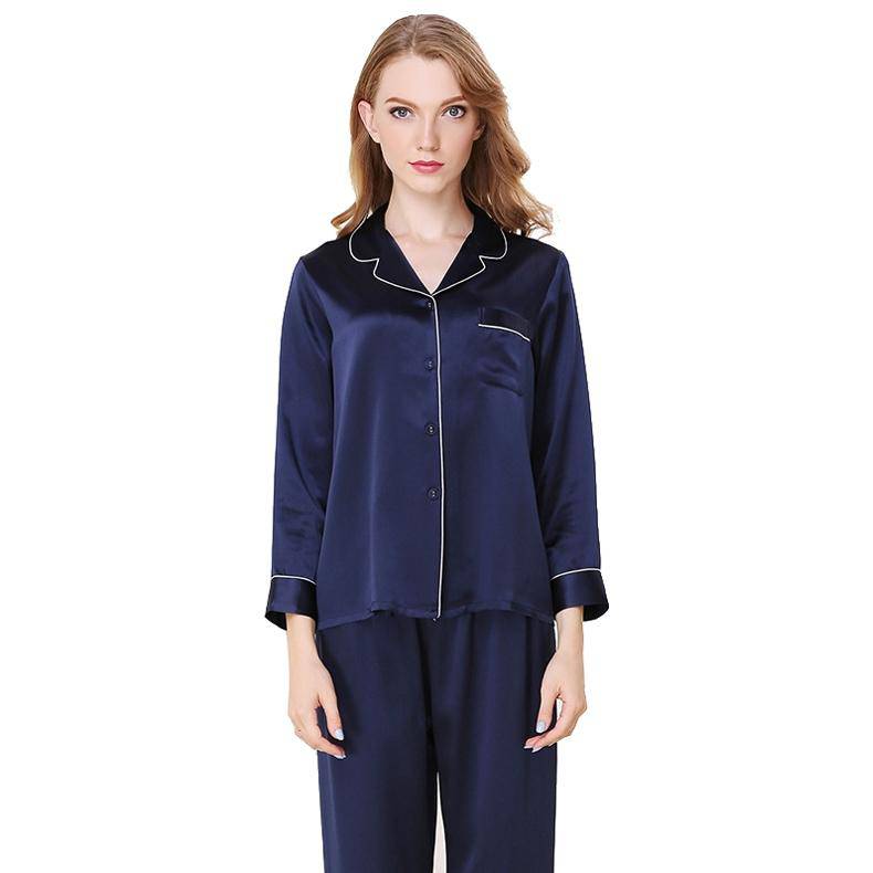 SOPHIA – Classic Long Silk Pajama Set for Women