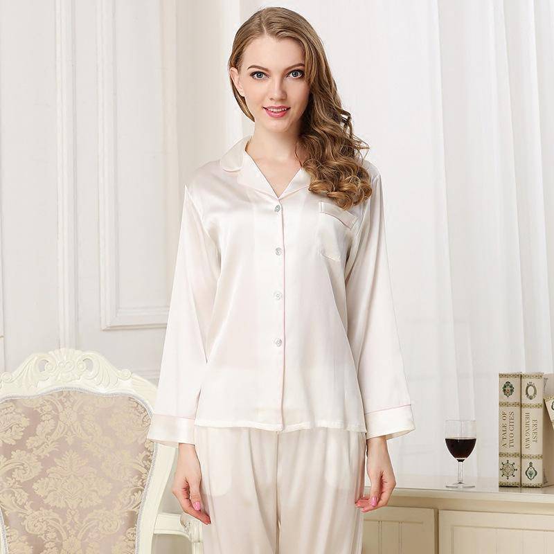 SOPHIA – Classic Long Silk Pajama Set for Women