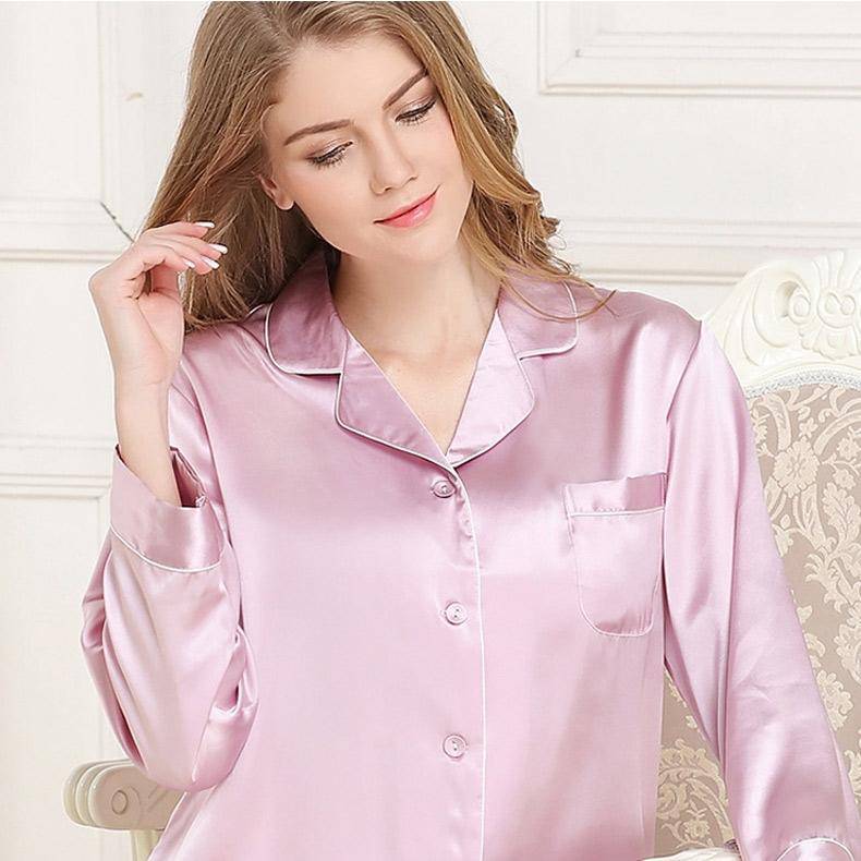 SOPHIA – Classic Long Silk Pajama Set for Women