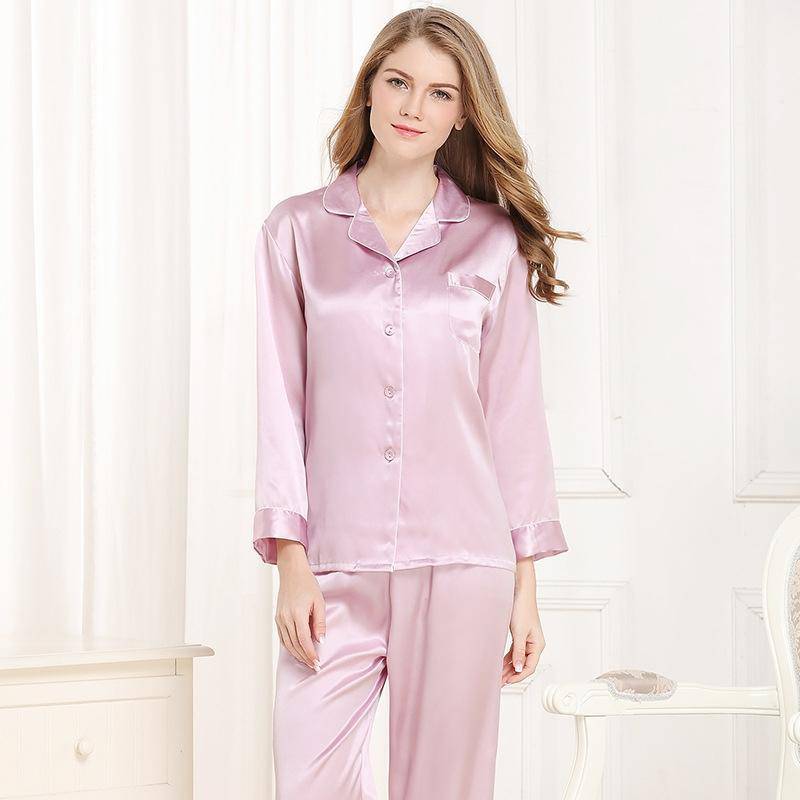 SOPHIA – Classic Long Silk Pajama Set for Women