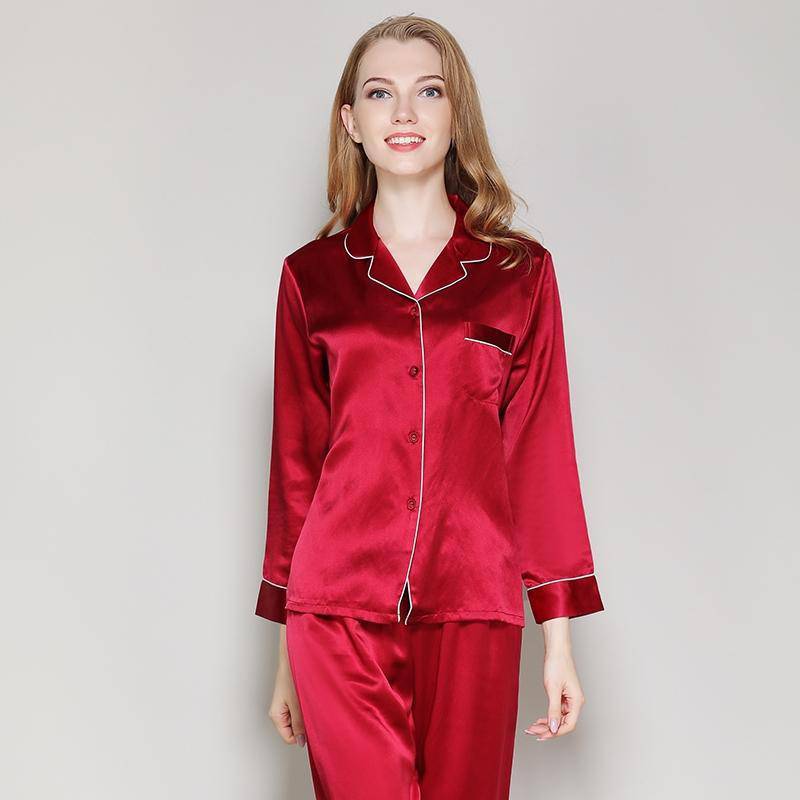 SOPHIA – Classic Long Silk Pajama Set for Women