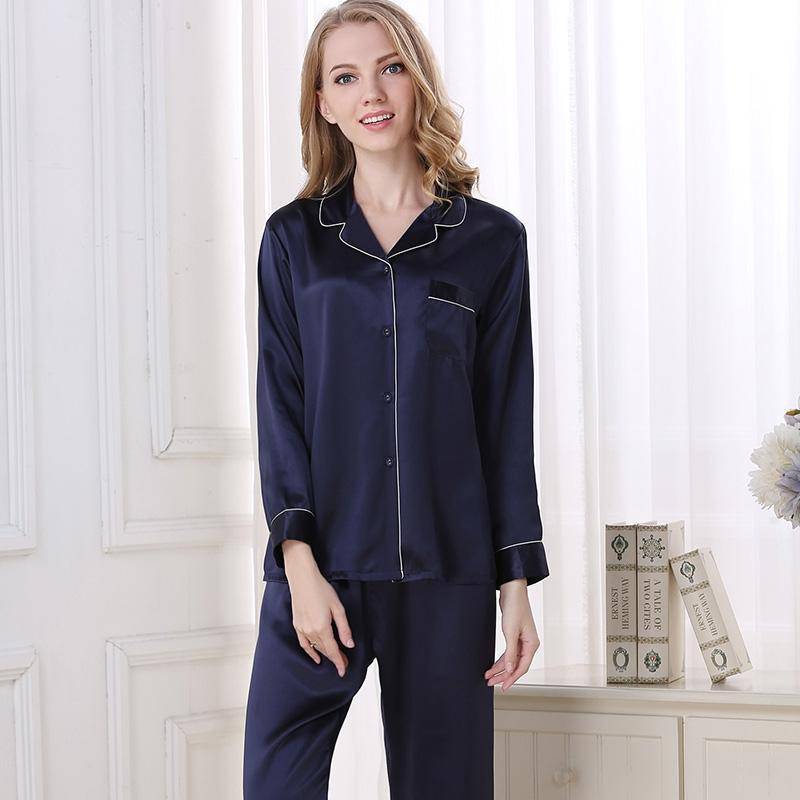 SOPHIA – Classic Long Silk Pajama Set for Women
