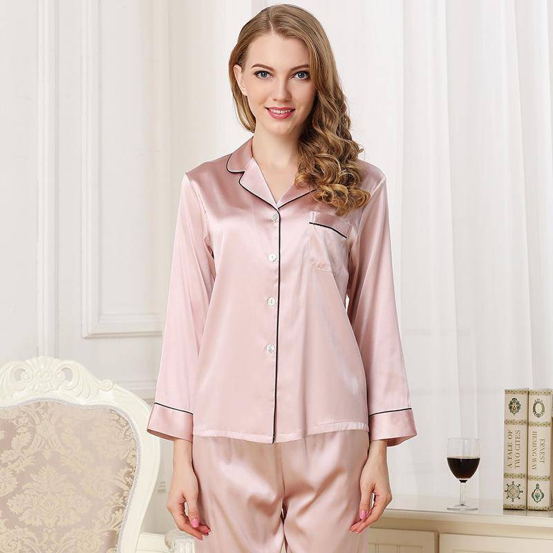 SOPHIA – Classic Long Silk Pajama Set for Women
