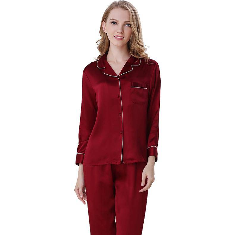 SOPHIA – Classic Long Silk Pajama Set for Women