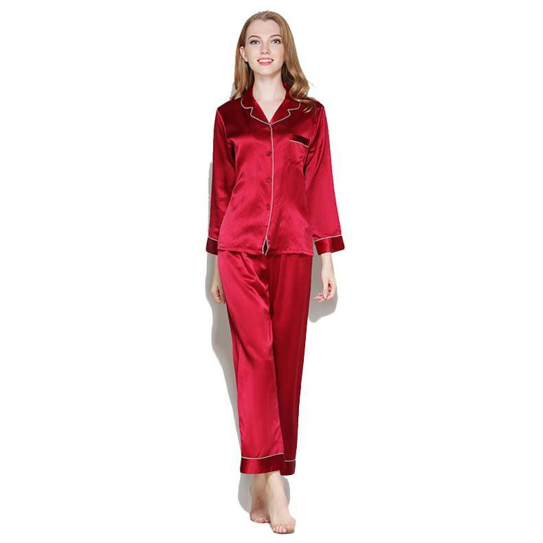 SOPHIA – Classic Long Silk Pajama Set for Women