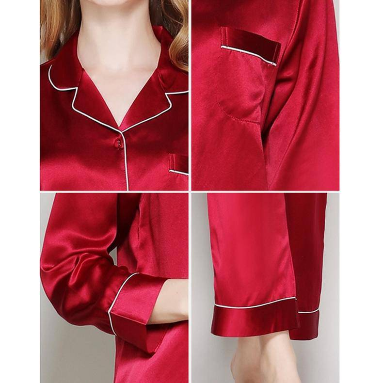 SOPHIA – Classic Long Silk Pajama Set for Women