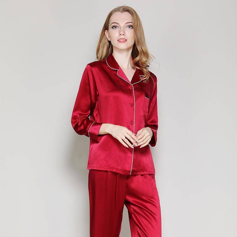 SOPHIA – Classic Long Silk Pajama Set for Women