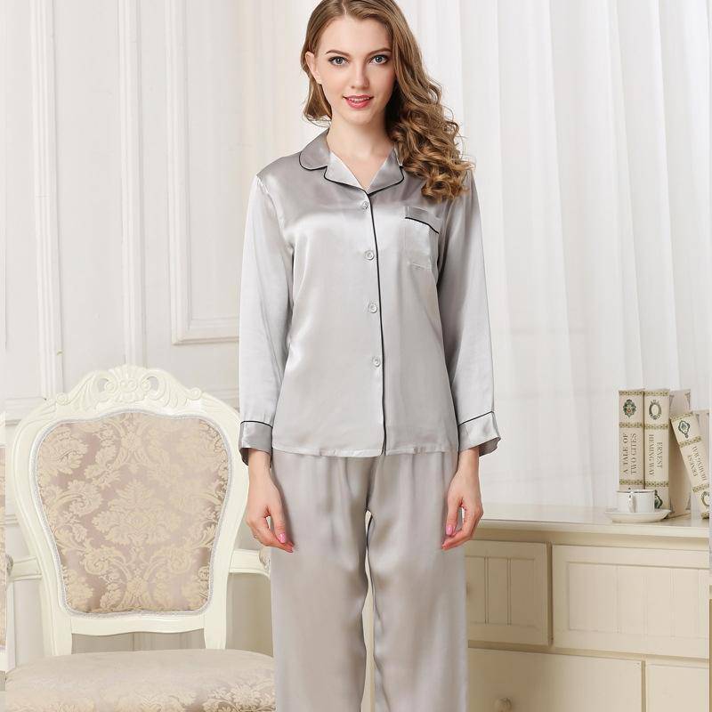 SOPHIA – Classic Long Silk Pajama Set for Women