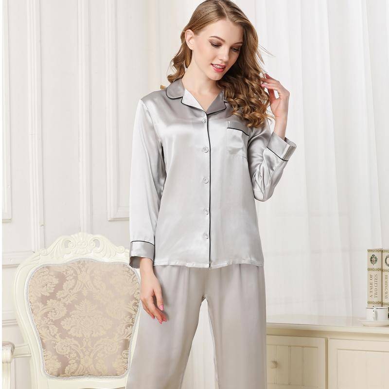 SOPHIA – Classic Long Silk Pajama Set for Women