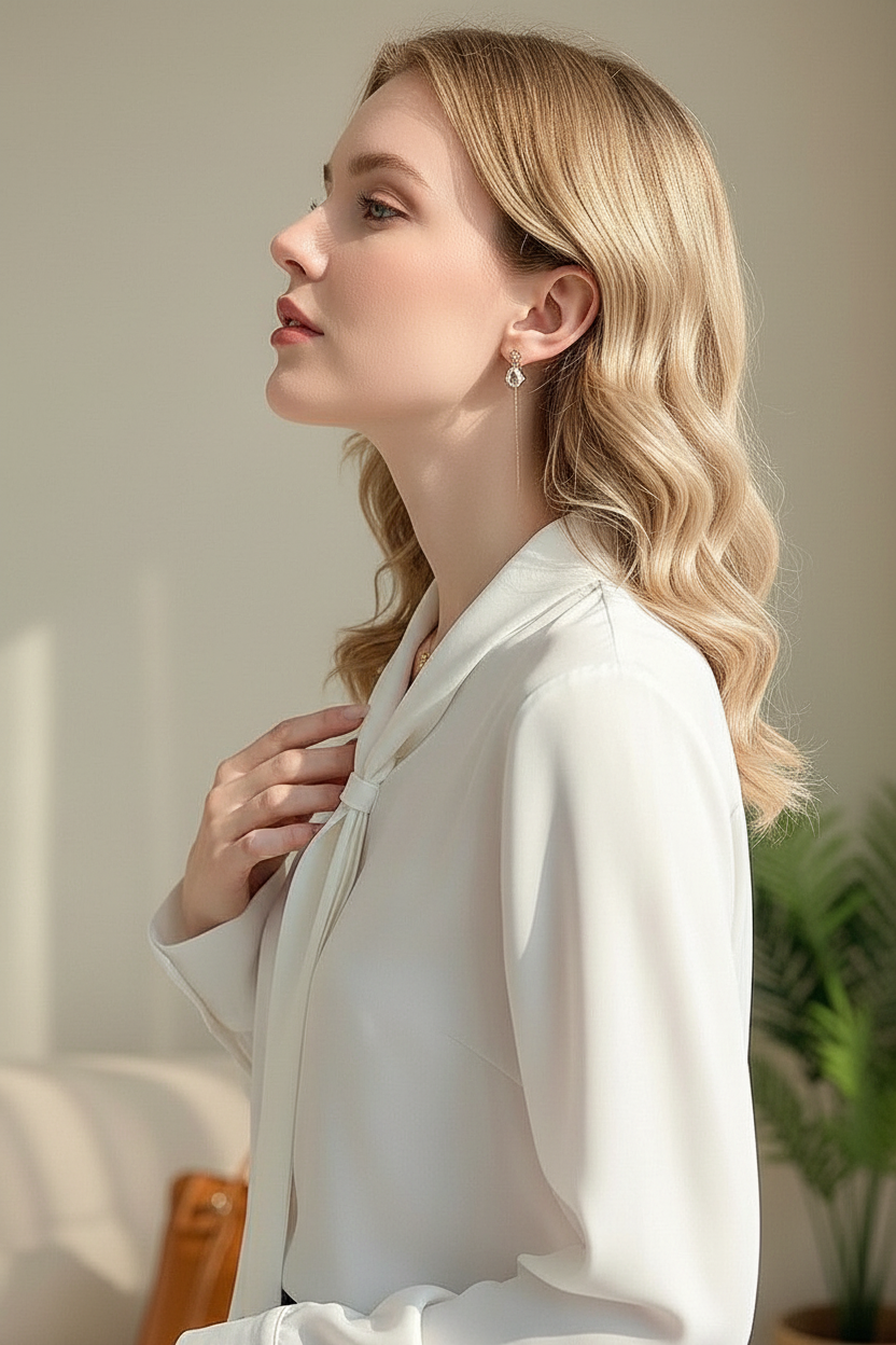 AVA – Elegant Tie-Front Silk Blouse