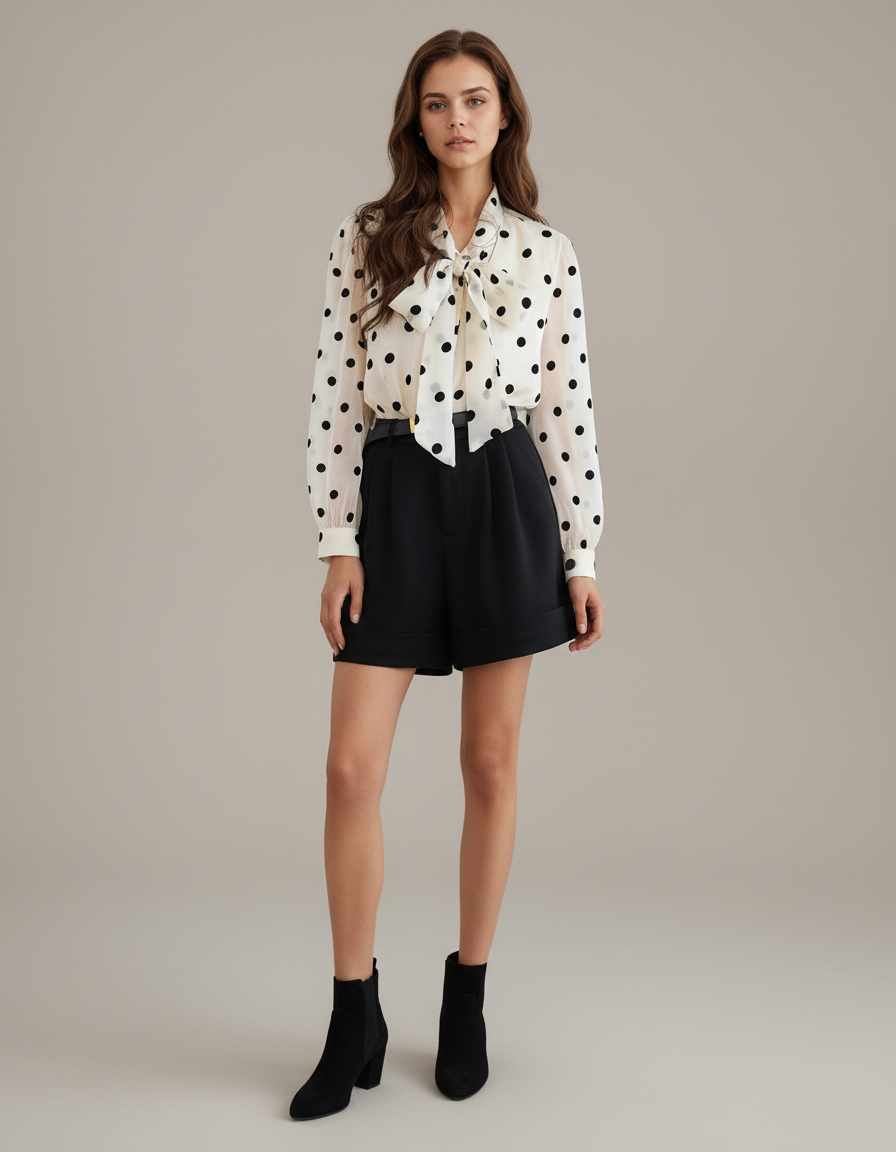 AMARA – Polka Dot Silk Blouse for Women