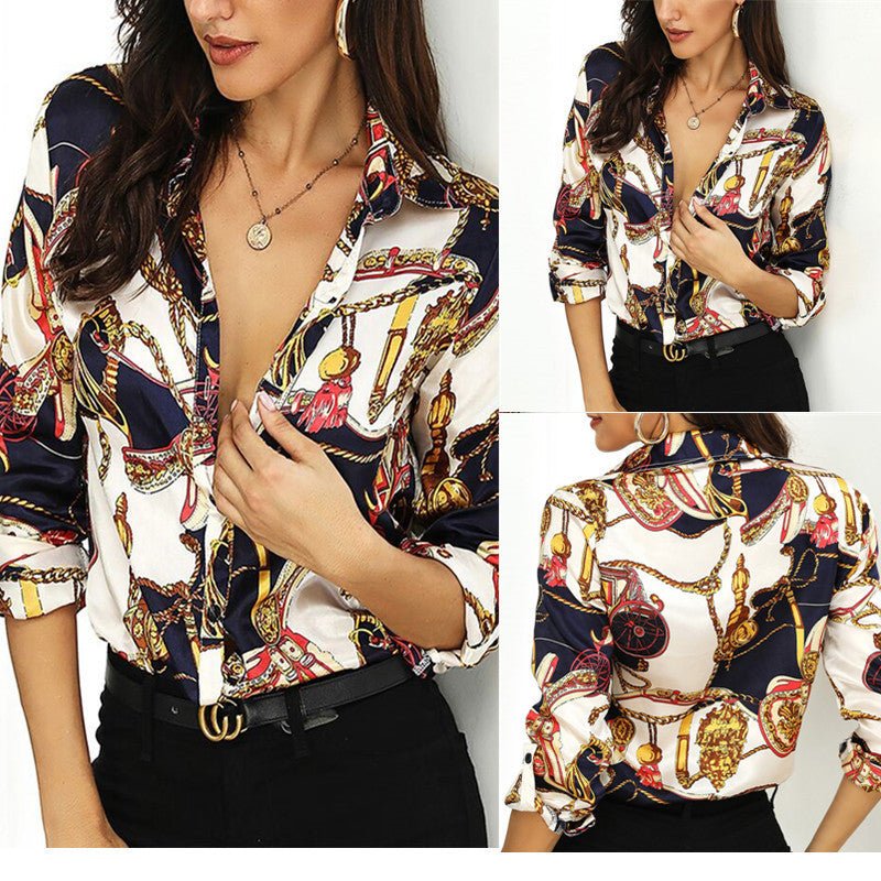 ALINA – Elegant Printed Pure Silk Blouse for Women
