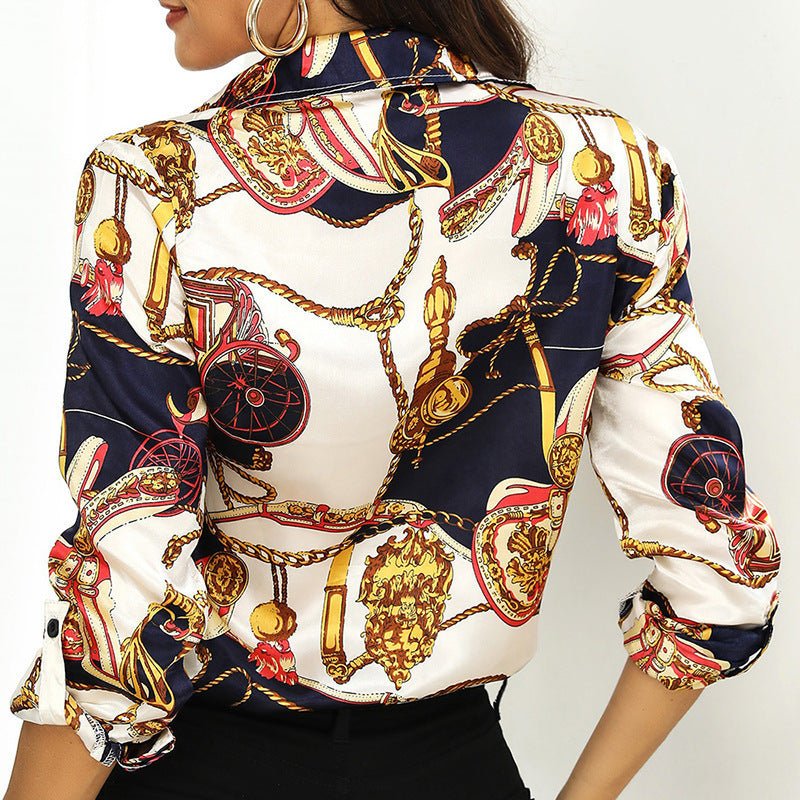 ALINA – Elegant Printed Pure Silk Blouse for Women